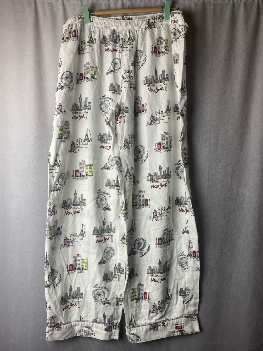 Vintage Victoria’s Secret Cityscape Pajama Pants NY Paris London Cotton L
